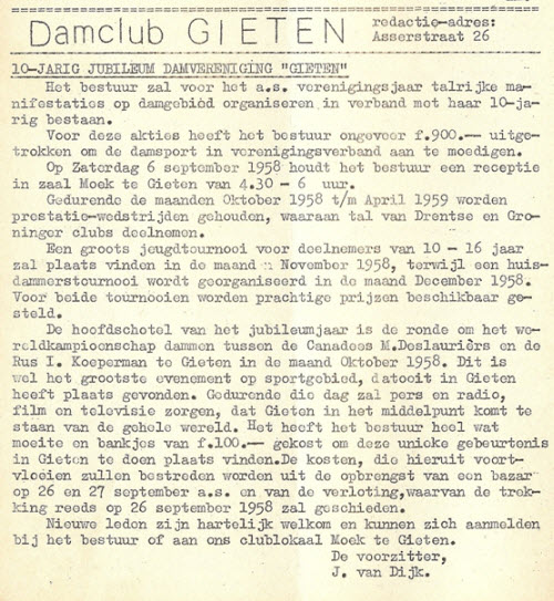 tienjarig bestaan damclub